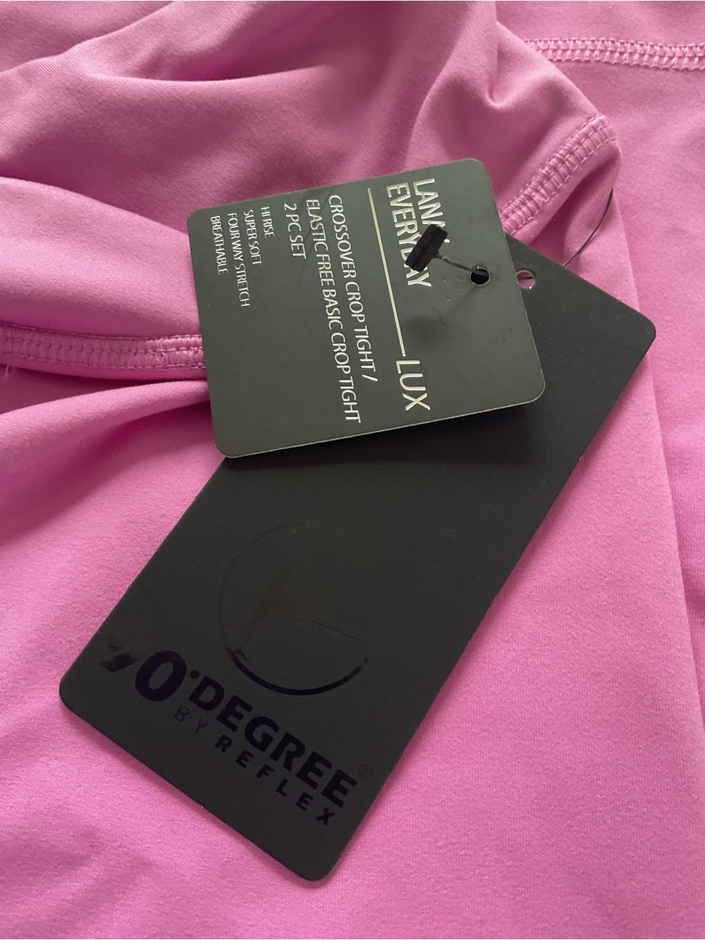 90 Degree By Reflex Crossover High Waist Crop Leggings Pink Size M NWT - Picture 7 of 10
